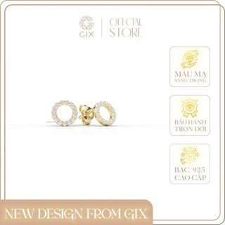 Bông tai bạc nữ bạc cao cấp Gix Jewel mạ vàng đính đá CZ vòng tròn nhỏ SPGBT82
