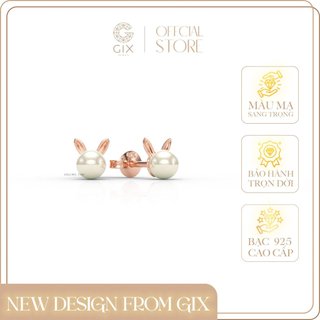 Khuyên tai trẻ em bạc nữ Gix Jewel mạ vàng trắng ngọc trai tai con thỏ SPGBT23