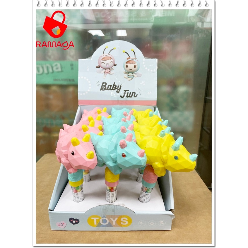 Kẹo đồ chơi Tê Giác lắc có âm thanh Colorful Candies Toy Rhino Shake Whistle