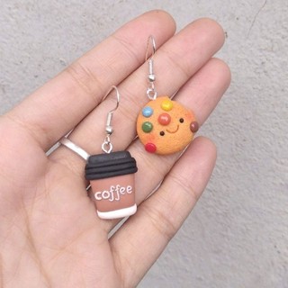 Coffee n Cookie - khuyên tai đất sét Polymer