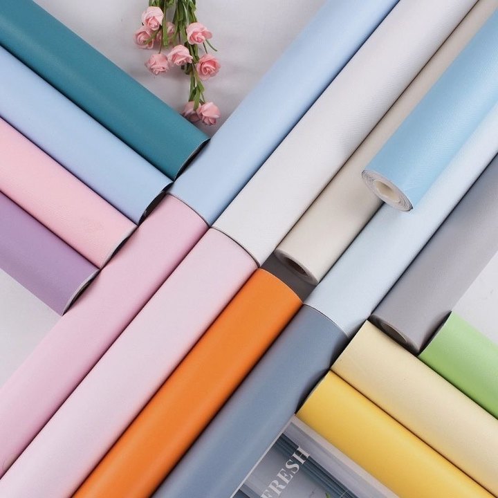 10m GIẤY DÁN TƯỜNG 1 MÀU- 10m decal dán tường màu trơn có keo sẵn