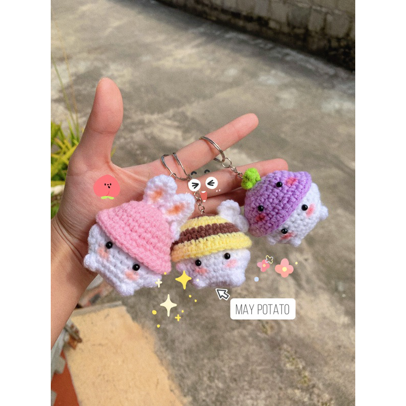 Móc khoá bé nấm len nhiều hình dáng siêu đáng yêu