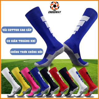 Tất Đá Bóng Chống Trơn Trượt Vớ Đá Banh Trẻ Em Cổ Ngắn Cổ Cao Thoáng Khí Cao Cấp Giá Rẻ Co Giãn Real Barca MU CROSSWAY