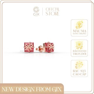 Khuyên tai bạc đẹp Gix Jewel mạ vàng trắng đính đá CZ màu đỏ hộp quà SPGBT26