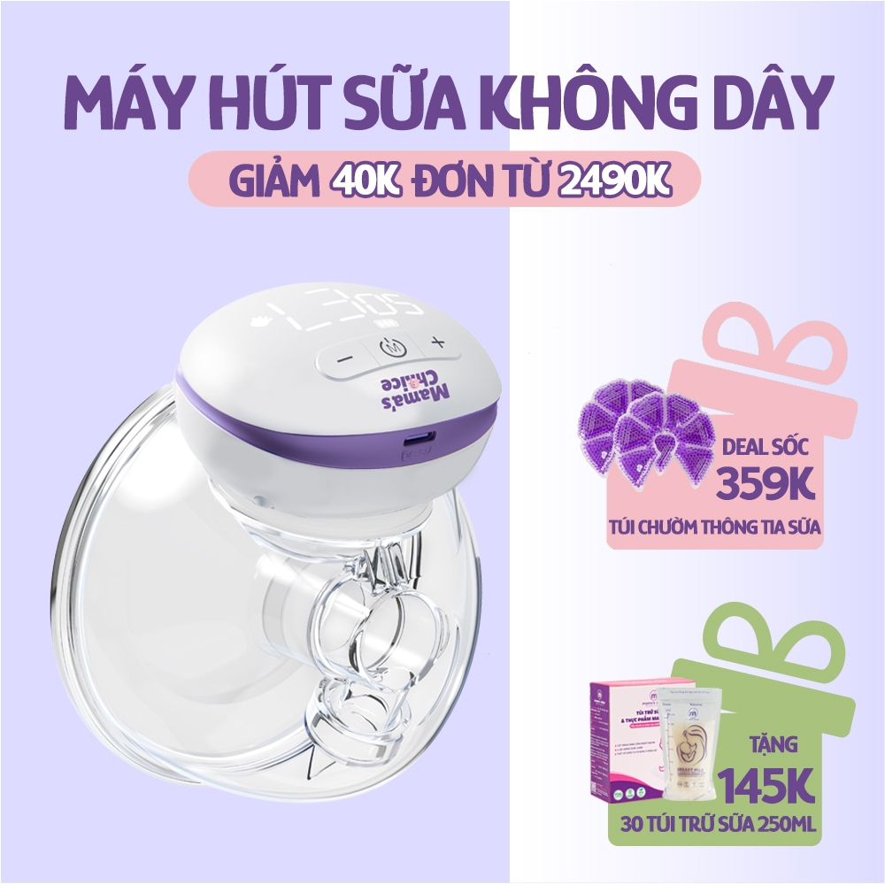 Máy Hút Sữa Không Dây Mama's Choice, Vắt Sữa Rảnh Tay Mọi Lúc Mọi Nơi, Pin Sạc Tiện Lợi, BH 1 Đổi 1 Mới 12 Tháng