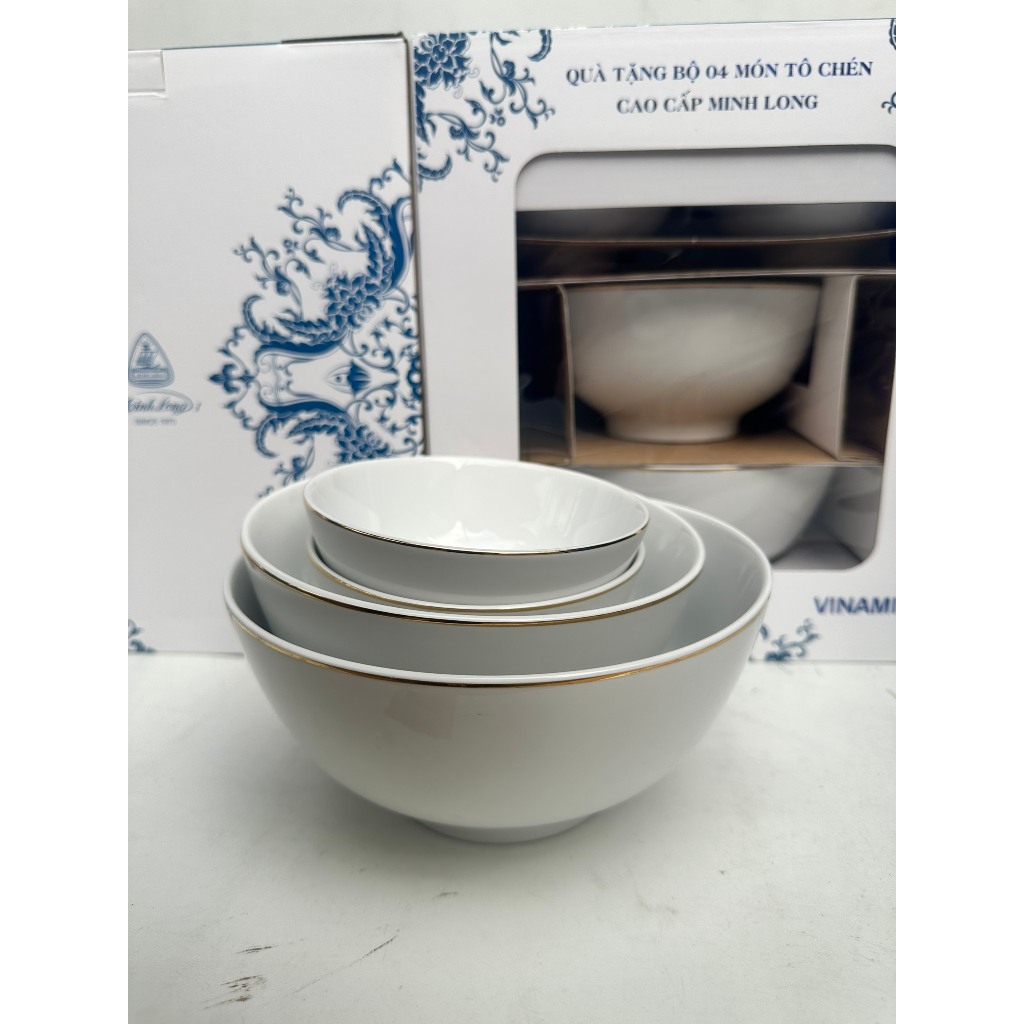 💚BỘ CHÉN + TÔ GỐM SỨ MINH LONG💚 -🎁qua tặng từ Sữa Vinamilk