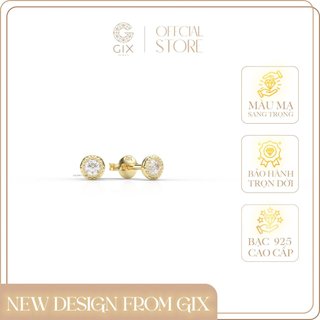 Khuyên tai tròn đính đá bạc thật Gix Jewel mạ vàng đính đá CZ SPGBT97