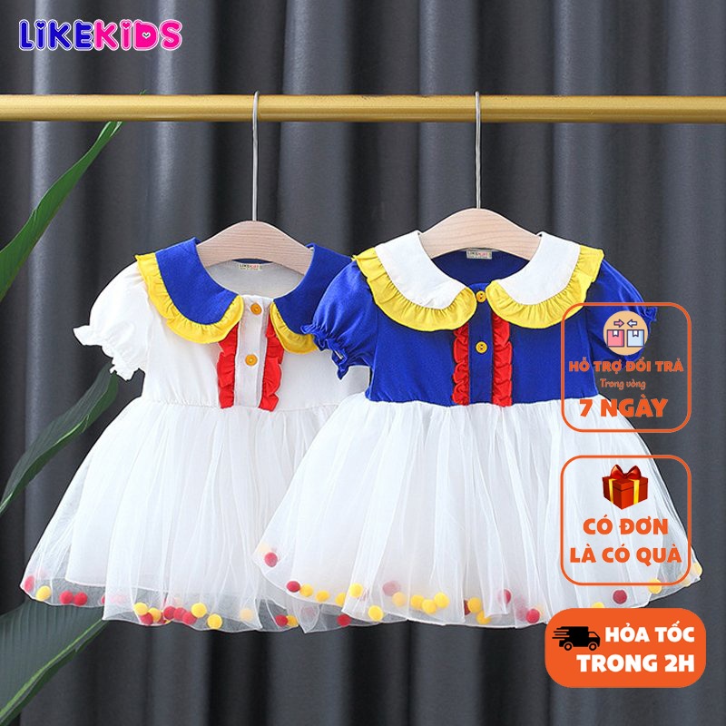 Đầm công chúa, váy bé gái kiểu dáng bạch tuyết siêu xinh D37 - Likekids