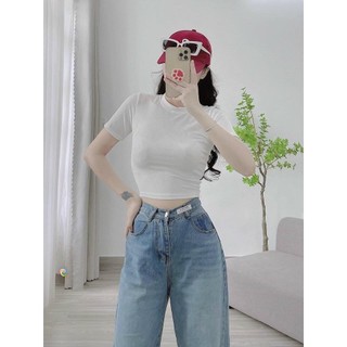 áo croptop thun tăm tay ngắn dễ mix đồ v
