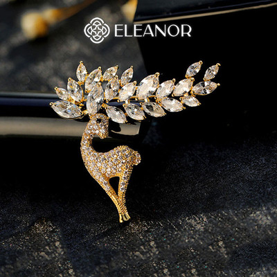 Ghim cài áo nam nữ Eleanor Accessories trâm cài hình con hươu đính đá phụ kiện trang sức 6702