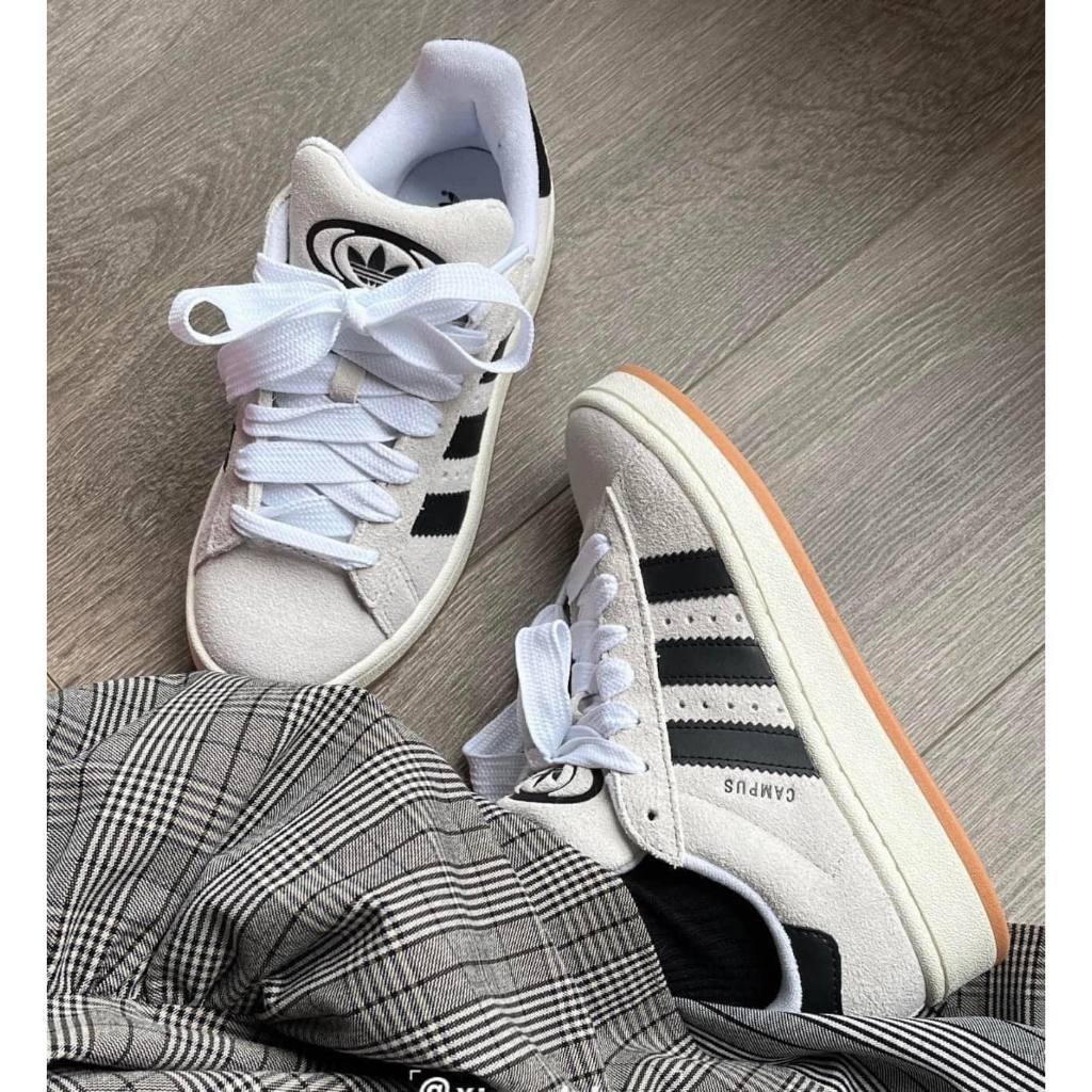 Giày_Adidas Campus màu xám đen, Giày thể thao Adidas nỉ da lộn bản, giày das campus cao cấp 2023
