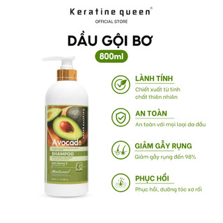 Dầu Gội BƠ 800ml Bảo Vệ & Nuôi Dưỡng Mái Tóc Bị Chẻ Ngọn, Hư Tổn, Khô Và Xơ Với Vitamin E Tinh Khiết Keratine Queen