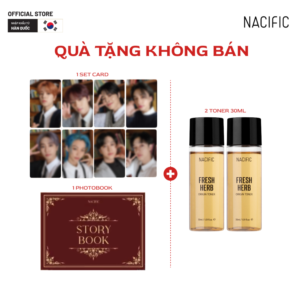 [QUÀ TẶNG KHÔNG BÁN] Set The Story Of NACIFIC with SKZ card + Photobook + 2 Nacific Fresh Herb Origin Toner 30ml