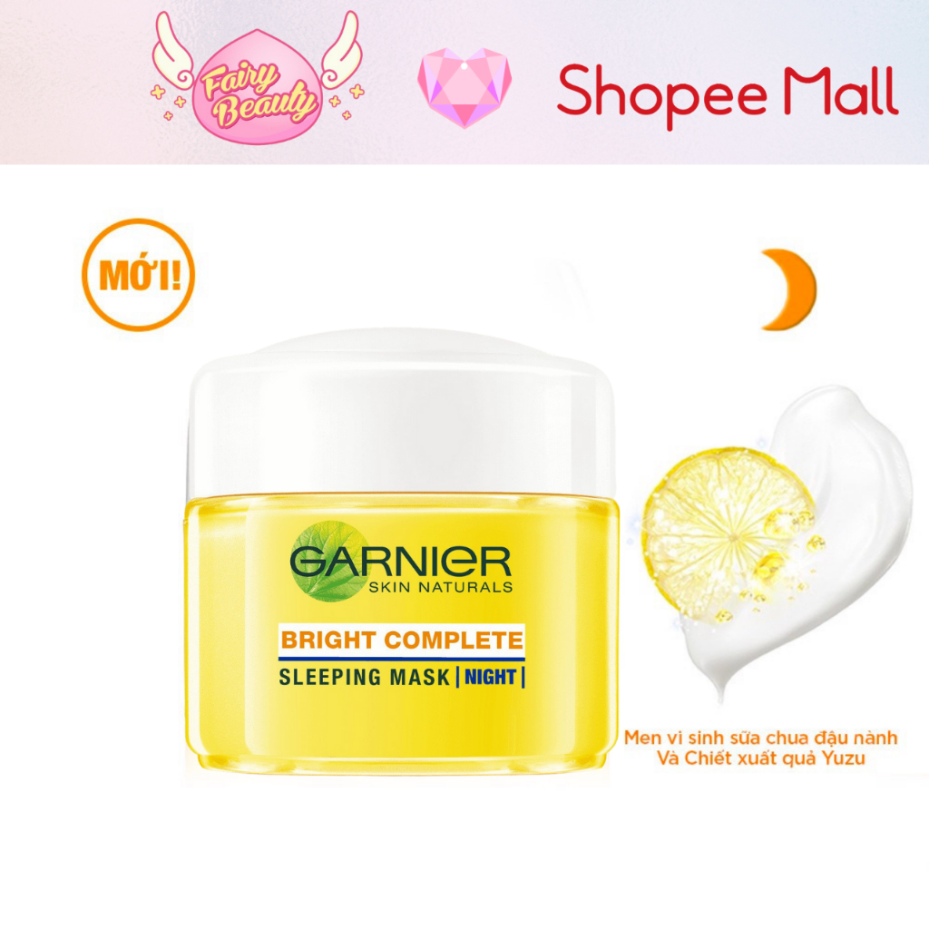 [GARNIER] Dưỡng Ẩm & Mặt Nạ Ngủ Ban Đêm Vitamin C 2 Trong 1, Giúp Trắng Da Mờ Thâm Bright Complete Sleeping Mask 18ml