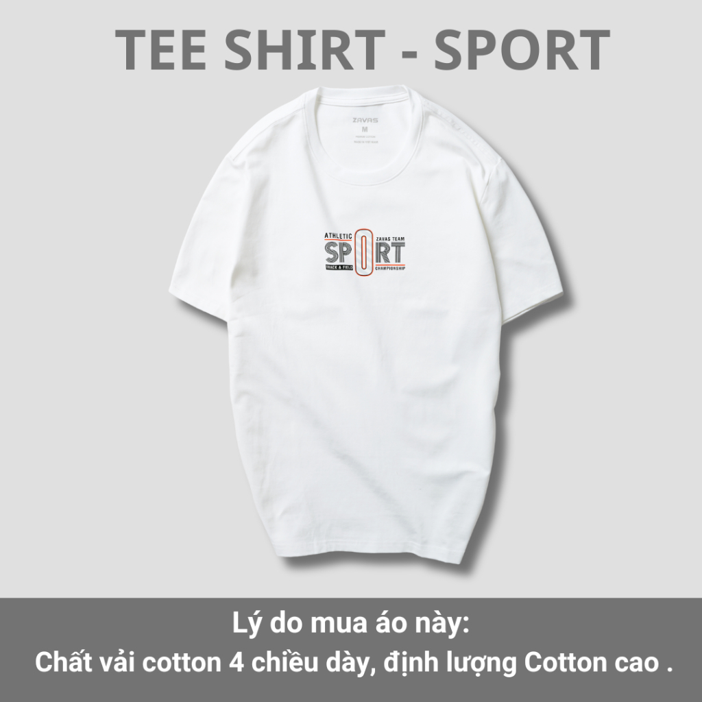 Áo thun nam cổ tròn SPORT chất vải cotton 4 chiều định lượng cao, mát mẻ, dày mịn sang trọng - ZAVAS