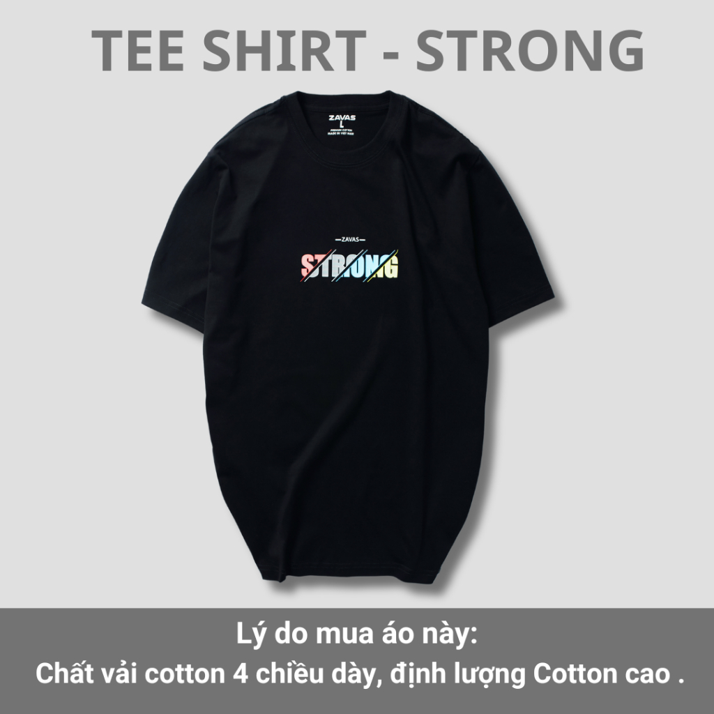 Áo thun nam cổ tròn STRONG chất vải cotton 4 chiều xuất xịn, mát mẻ, dày mịn sang trọng - ZAVAS