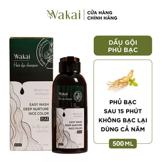 Dầu gội nhuộm tóc thảo dược Nhật Bản Wakai, dầu gội phủ bạc, dầu gội đen tóc và nâu tóc chỉ sau 1 lần gội 9 phút - 500mL
