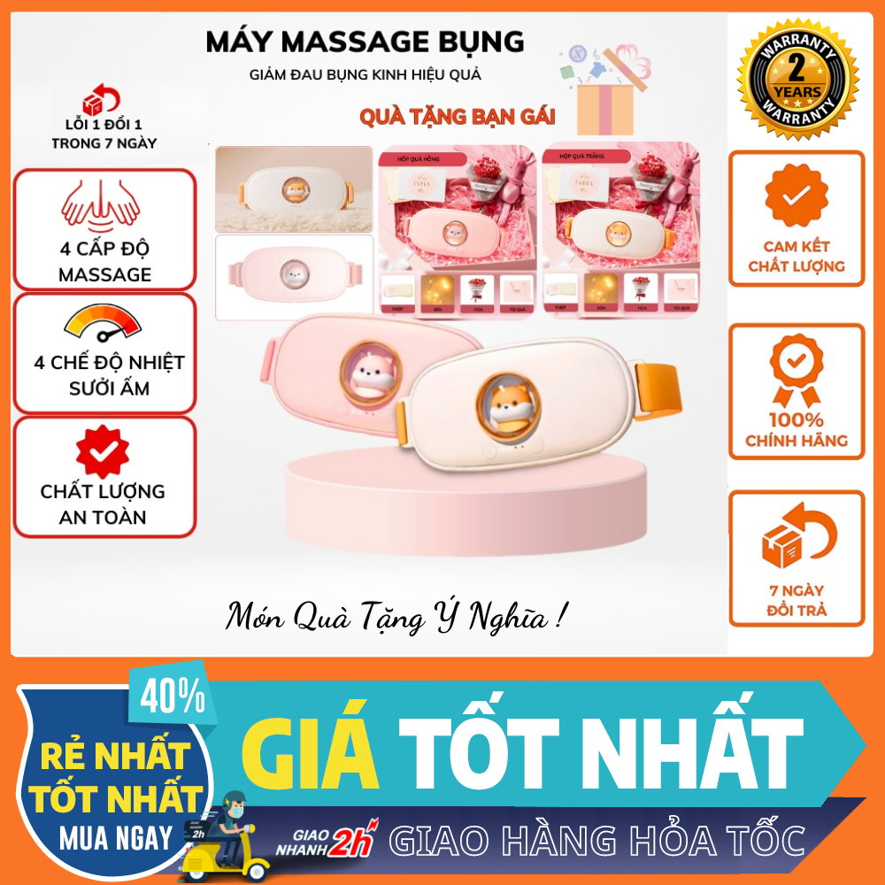 Máy massage bụng kinh, chườm bụng kinh làm ấm bụng, 3 mức nhiệt 3 chế độ massage giảm đau bụng ngày kinh nguyệt BH 2 năm