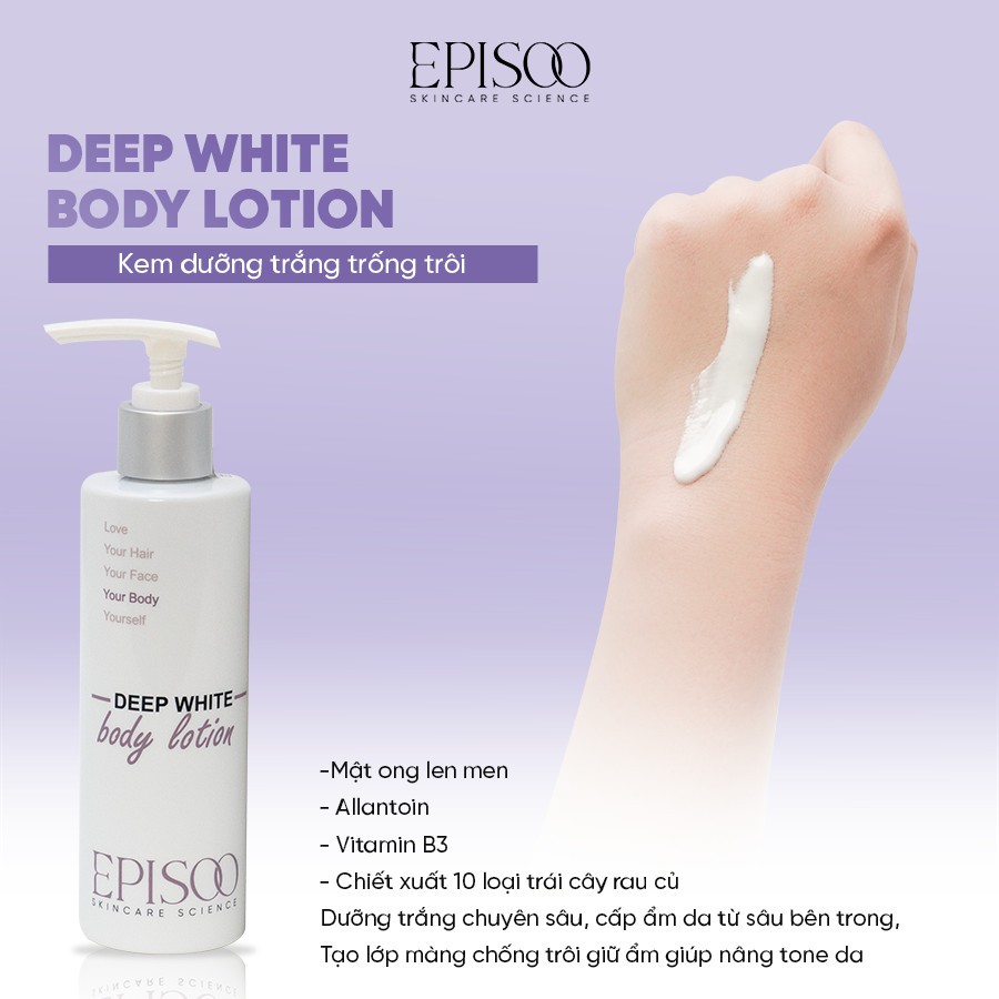 Kem Body dưỡng trắng chống trôi Deep White Body Lotion 500ml