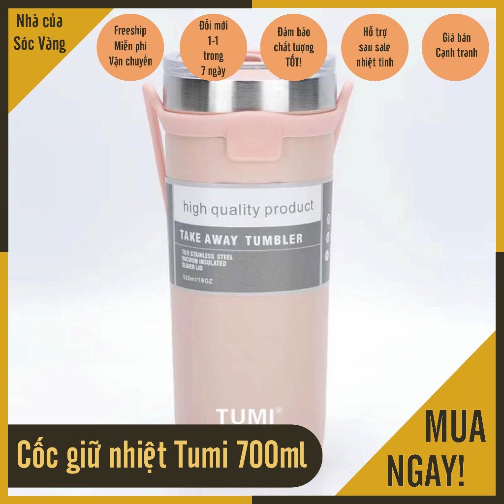Cốc giữ nhiệt có quai xách dung tích 710 ml TUMI thiết kế trẻ trung năng động