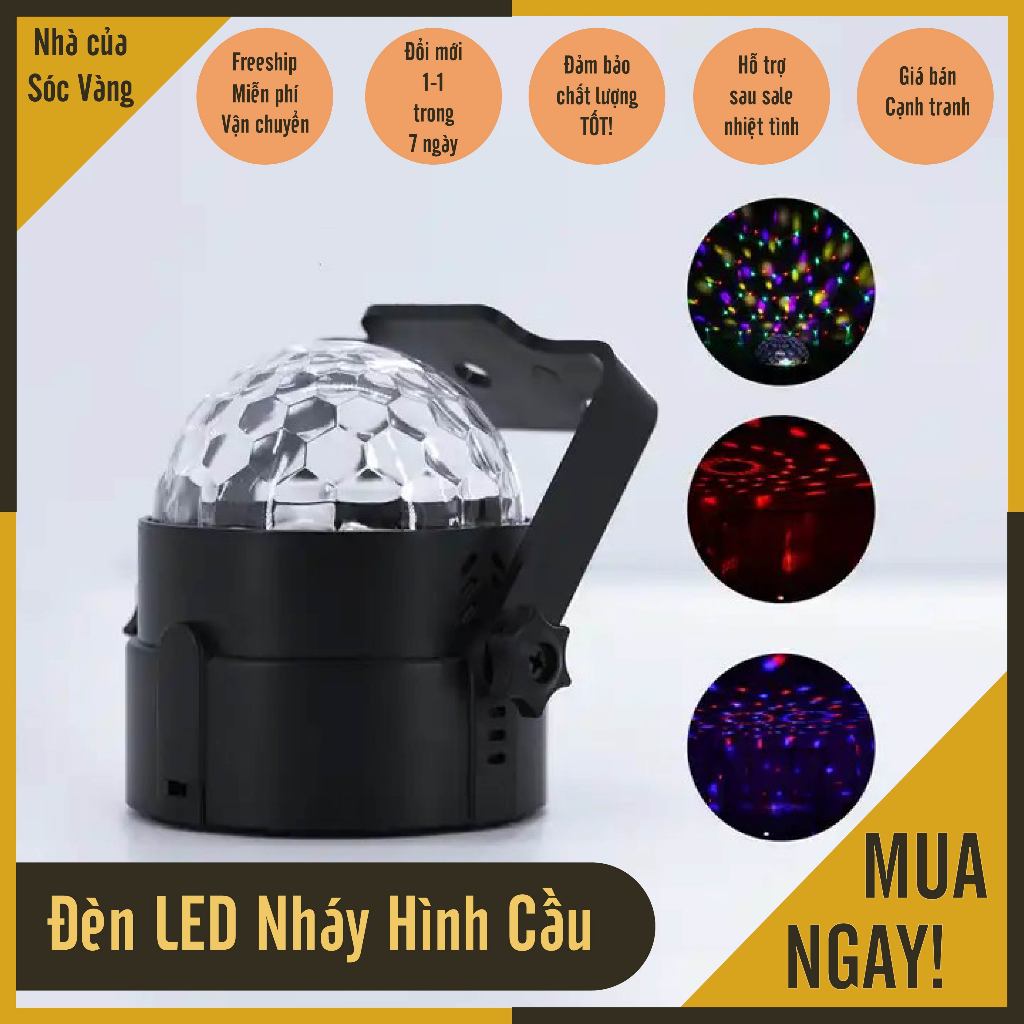 Đèn LED karaoke sân khấu mini gia đình 7 màu hiệu ứng nhấp nháy xoay theo nhạc có remote điều khiển