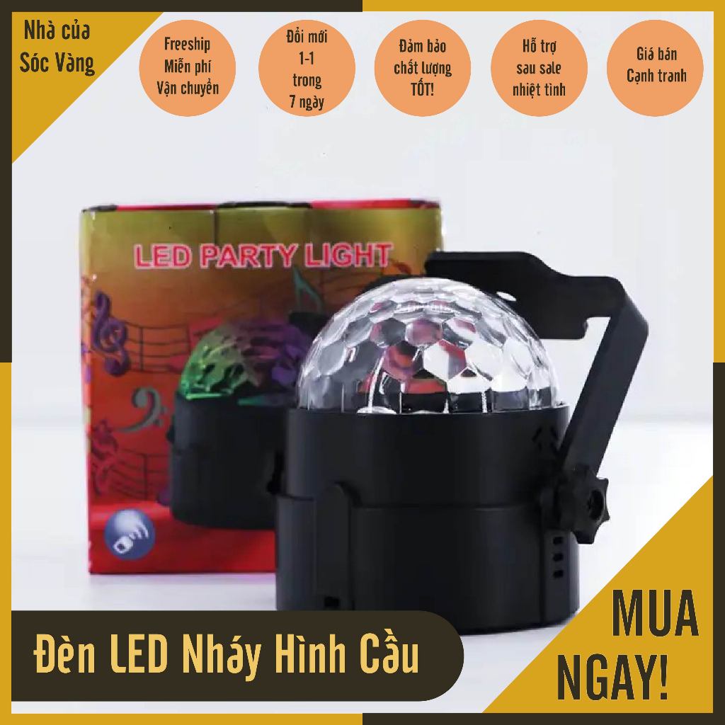 Đèn LED karaoke sân khấu mini gia đình 7 màu hiệu ứng nhấp nháy xoay theo nhạc có remote điều khiển