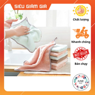 Khăn vuông lau tay, lau chén có móc treo nhà bếp đa năng tiện dụng