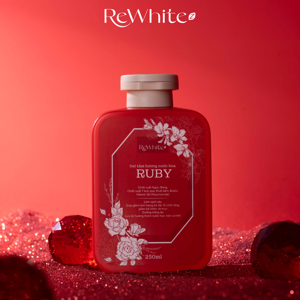Gel Tắm Hương Nước Hoa Ruby ReWhitez Làm Sạch Sâu, Phù Hợp Với Mọi Loại Da Kể Cả Da Nhạy Cảm 250ml