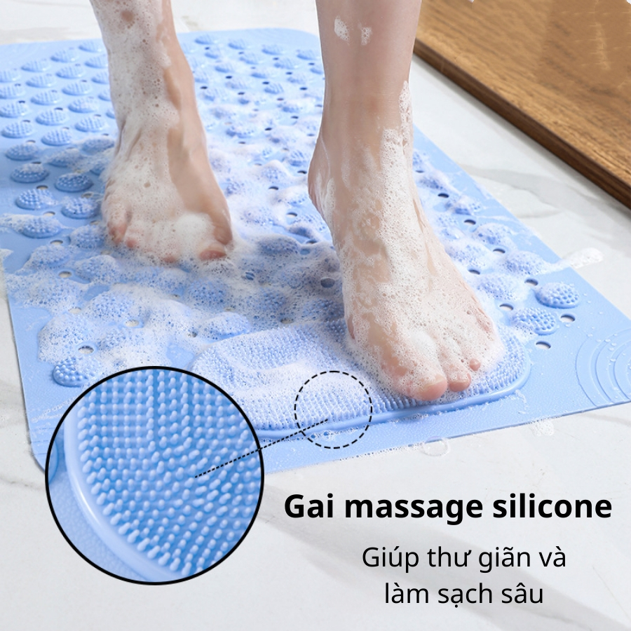 Thảm nhà tắm chống trượt massage chân chất liệu TPE + PVC siêu bền cao cấp, mát xa chống trơn cho nhà tắm  Thảm