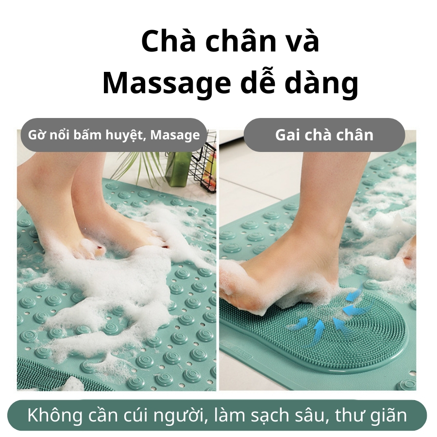 Thảm nhà tắm chống trượt massage chân chất liệu TPE + PVC siêu bền cao cấp, mát xa chống trơn cho nhà tắm  Thảm