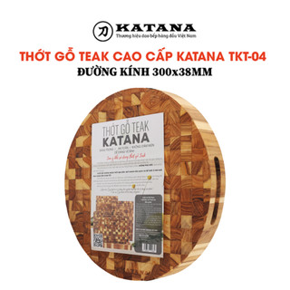 Thớt gỗ Teak KATANA hình tròn TKT04 300x300x38mm