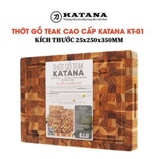 Thớt gỗ Teak KATANA siêu tiện dụng an toàn thực phẩm hình chữ nhật size vừa - KT01 250x350x25mm