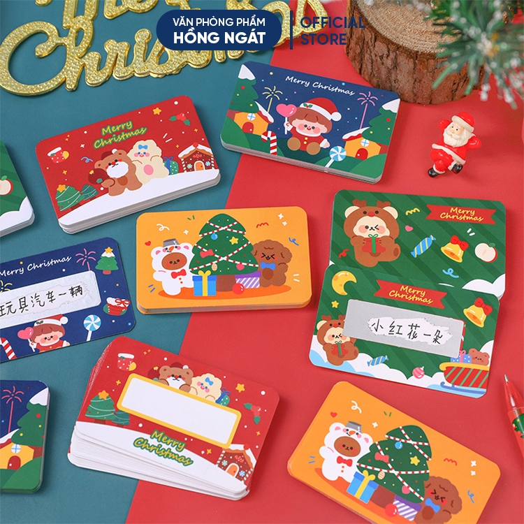 Thẻ cào may mắn giáng sinh, bộ 20 thẻ cào may mắn trúng thưởng giúp giáo viên chọn quà tặng noel dịp giáng sinh N072