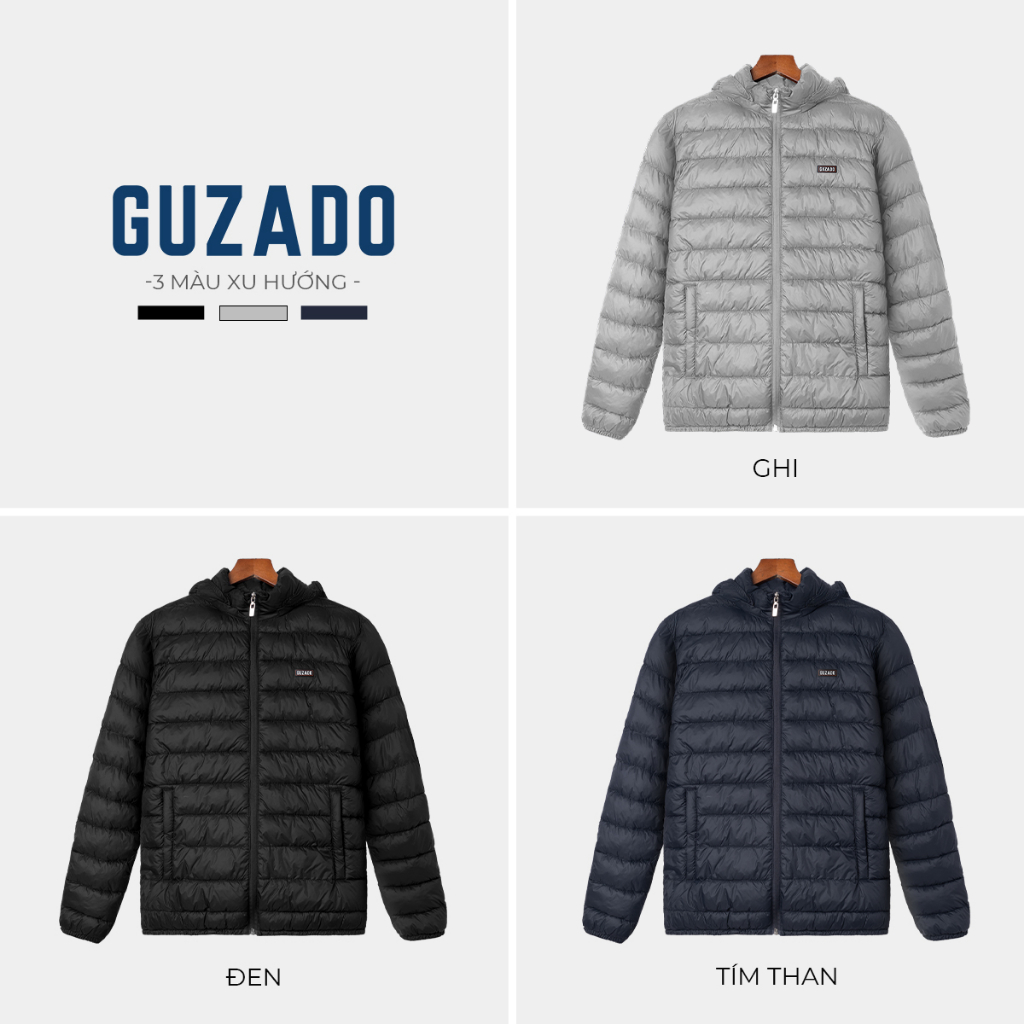 Áo khoác phao nam Guzado Siêu Nhẹ Thể Thao,Cản gió,Giữ Ấm Cực Tốt GAP01