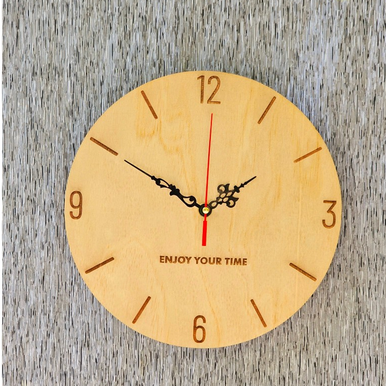 Đồng hồ treo tường bằng gỗ kèm núm và dây treo Decor trang trí nhà cửa khắc theo yêu cầu
