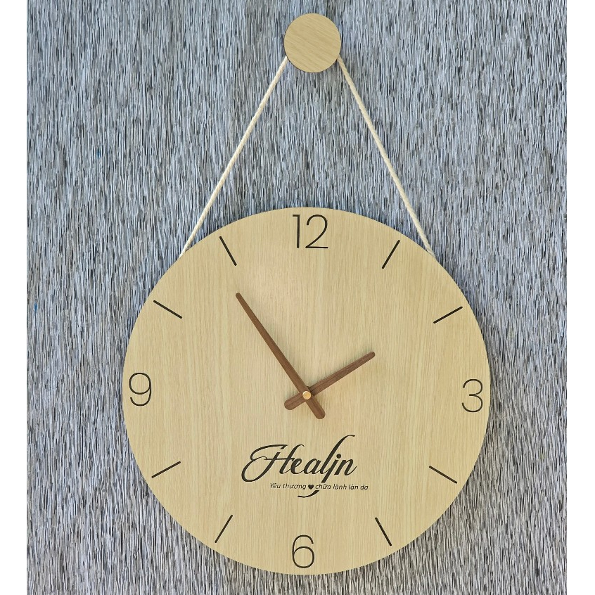 Đồng hồ treo tường bằng gỗ kèm núm và dây treo Decor trang trí nhà cửa khắc theo yêu cầu