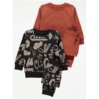 Set 2 bộ nỉ lót lông cam đen george size 1,5-2y