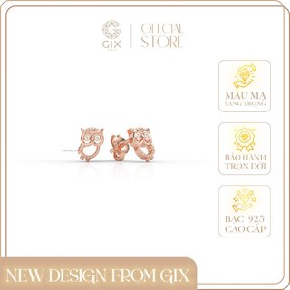 Khuyên tai cho bé bạc nữ Gix Jewel mạ vàng trắng đính đá Moissanite con cú mèo SPGBT65
