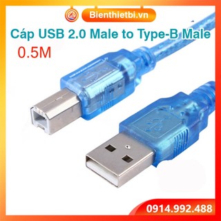 Dây cáp usb 2.0 am-bm 50cm 0.5m cho máy lập trình plc, hmi, servo, máy tính pc laptop kết nối type-b hdd box máy in scan