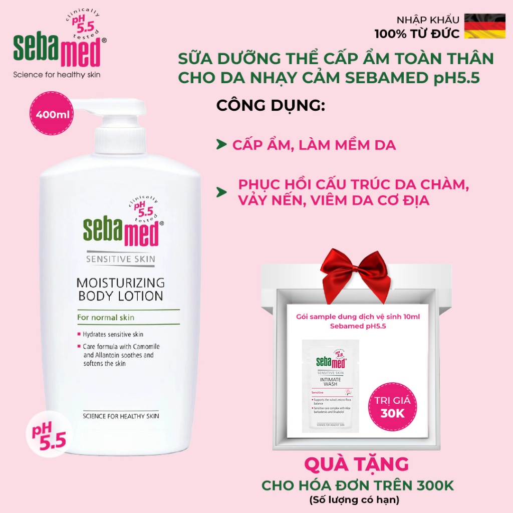 Sữa dưỡng thể cấp ẩm toàn thân cho da nhạy cảm Sebamed Moisturizing Body Lotion pH5.5 (400ml)