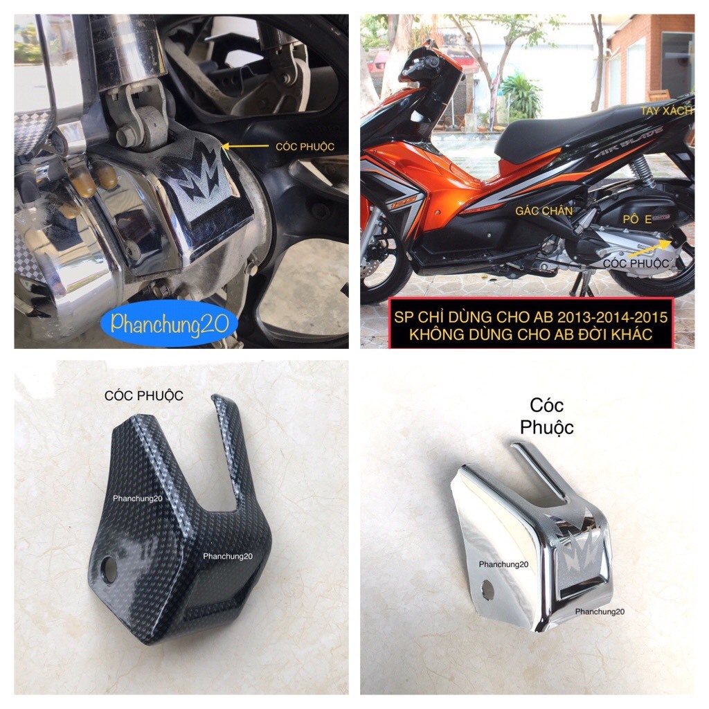 AB 2013 2014 2015 ỐP CÓC PHUỘC SAU DÙNG CHO ĐỜI XE AB 2013 2014 2015 CACBON / CROM