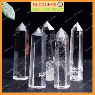 Trụ tinh thể thach anh trắng, trụ đá thanh tẩy, đá phong thủy giúp hỗ trợ reiki, thiền định, thanh tẩy năng lượng