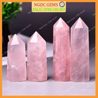 Trụ tinh thể thach anh hồng, trụ đá thanh tẩy, đá phong thủy giúp hỗ trợ reiki, thiền định, thanh tẩy năng lượng