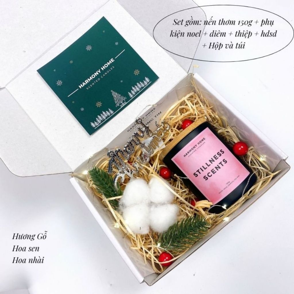 Bộ Quà Tặng Nến Thơm Noel [A] Harmony Home: Mùi Hương Ấm Áp Mùa Lễ Hội, 150g, Sáp Tự Nhiên, Hương Nhập Khẩu