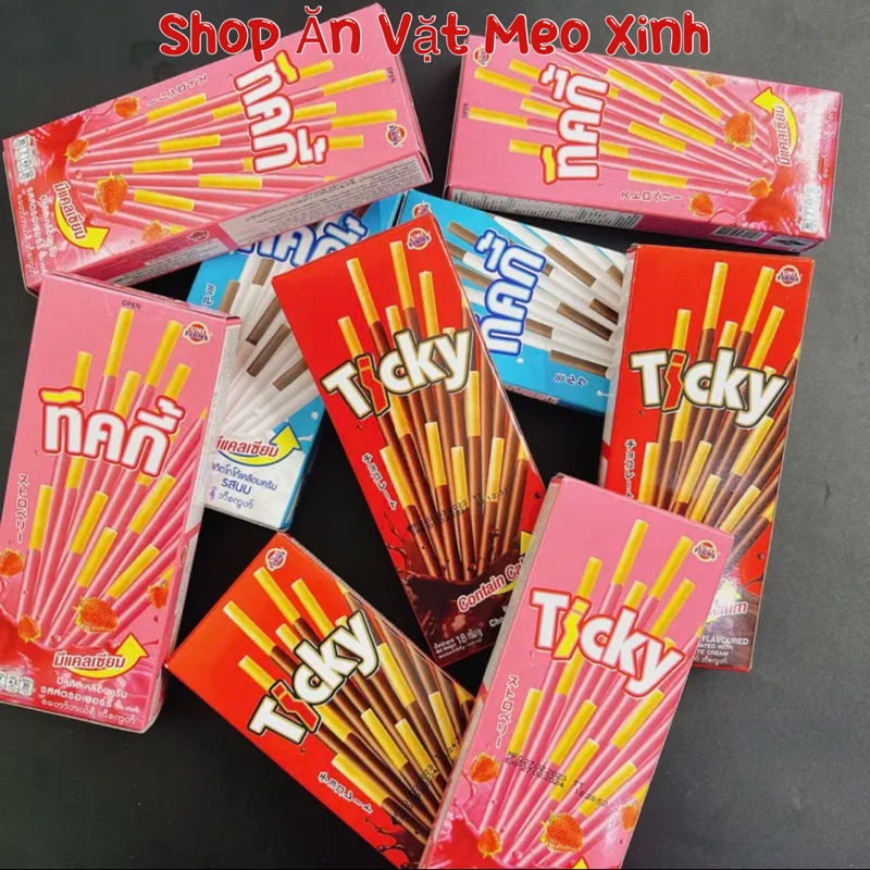 BÁNH QUE TICKY PHỦ KEM SOCOLA DÂU VANI THƠM NGON