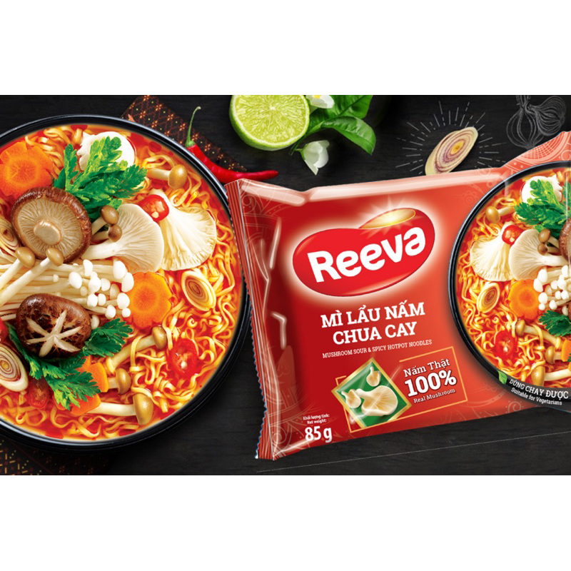 Combo 5 mì chay lẩu nấm chua cay REEVA gói 85g