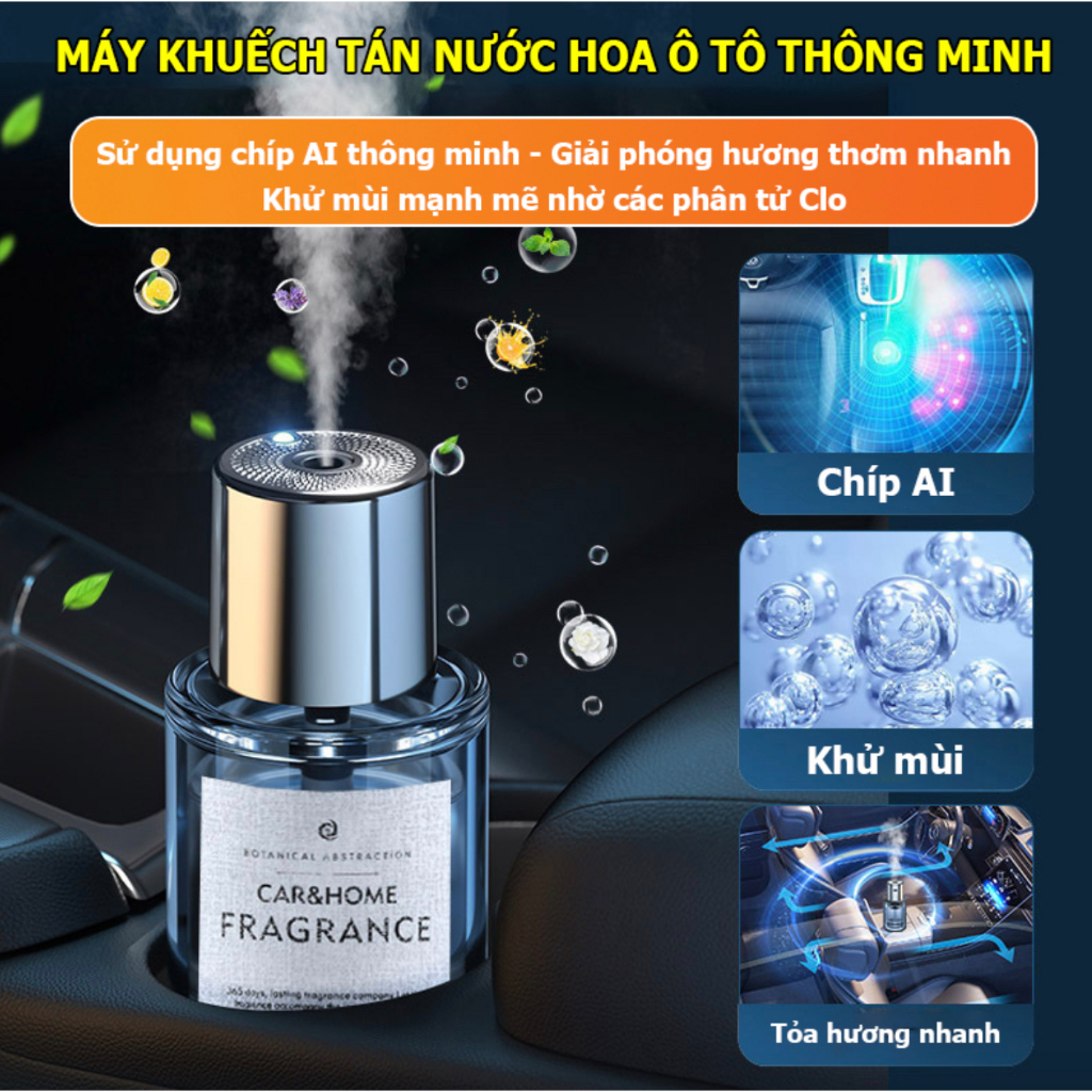 Máy Khuếch Tán Tinh Dầu Khử Mùi Hôi Xe Hơi Chuyên Dụng Cho ô tô và Gia Đình xông tinh dầu 160ML