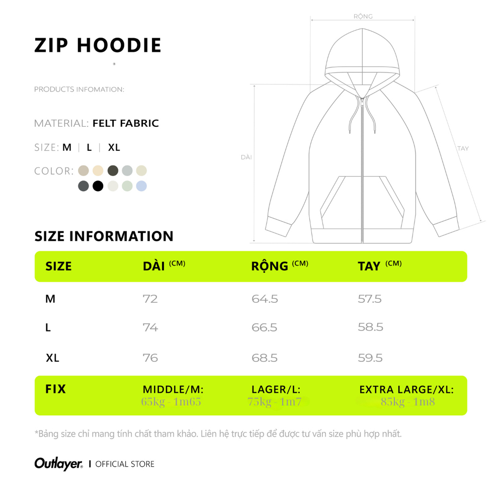 Áo Hoodie Zip Logo Outlayer