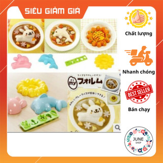Khuôn ép cơm bento hình cá heo, thỏ, hoa và khuôn cắt tạo hình rau củ quả