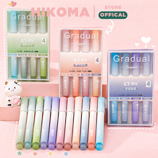 Bút Highlight Hikoma Set Bút 4 màu Bút đánh dấu highlight Ngòi Mềm Màu Gradient Color